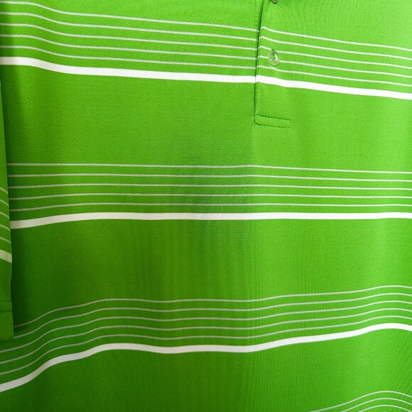Men's Slazenger Golf Polo Size Lg Green With White Stripes - Picture 2 of 6